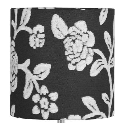 Imagem de Abajur Eros Cilindrico Floral Prata 032 Base Branca Quadrada