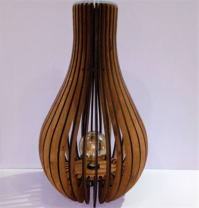 Imagem de Abajur gota 60cm aletado madeira rustico 