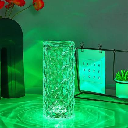 Imagem de Abajur Led Luminaria De Mesa Cristal Usb C/Controle 16 Cores
