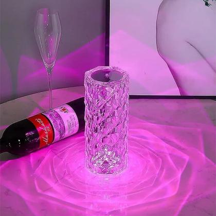 Imagem de Abajur Led Luminaria De Mesa Cristal Usb C/Controle 16 Cores