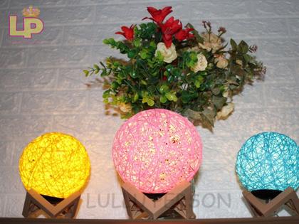 Imagem de Abajur Luminária Bola Luz Barbante Enfeite Mesa Decoração