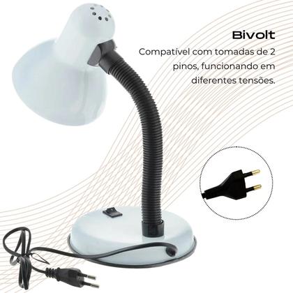 Imagem de Abajur Luminária Cabeceira Mesa Com Base Flexível Dobrável Articulável Para Quarto Estudos