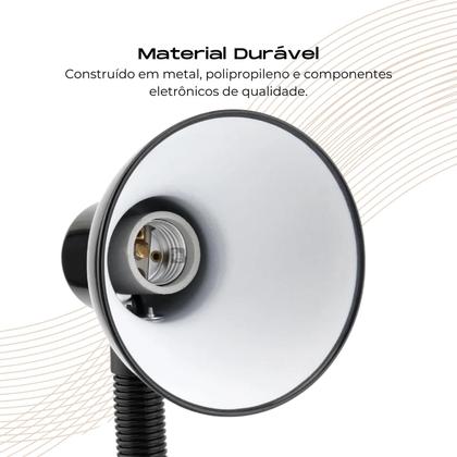 Imagem de Abajur Luminária Cabeceira Mesa Com Base Flexível Dobrável Articulável Para Quarto Estudos