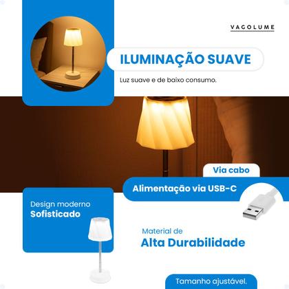 Imagem de Abajur Luminária De Mesa Altura Ajustável Quarto mesa de cabeceira