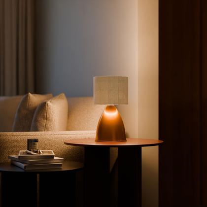 Imagem de Abajur Luminária De Mesa Clássico Bojudo Cobre Com Cúpula Para Decoração Casa e sala, Quarto e Cabeceira De Cama, Escritório leitura e Estudar