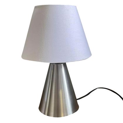 Imagem de Abajur luminária de Mesa Clássico Cone Cor Escovado Com Cúpula Para Cabeceira de Cama, Quarto, Sala ou Escritório, Leitura
