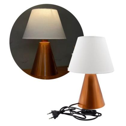Imagem de Abajur luminária de Mesa Clássico Cor Cobre Alumínio Com Cúpula Para Casa e Sala, Quarto ou Escritório, Cabeceira Cama