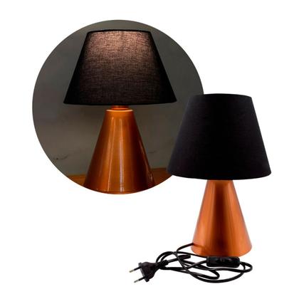 Imagem de Abajur luminária de Mesa Clássico Cor Cobre Alumínio Com Cúpula Para Casa e Sala, Quarto ou Escritório, Cabeceira Cama