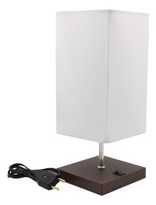 Imagem de Abajur luminária de Mesa Clássico Quadrado Com Interruptor e Cúpula Decoração Casa e Sala, Quarto e Cabeceira Cama, Escritório estudar