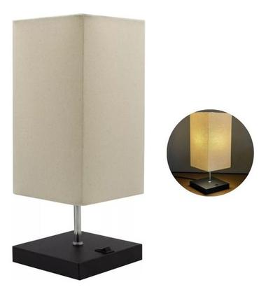 Imagem de Abajur luminária de Mesa Clássico Quadrado Com Interruptor e Cúpula Decoração Casa e Sala, Quarto e Cabeceira Cama, Escritório estudar