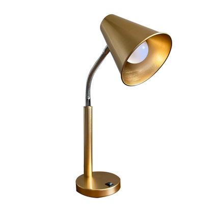 Imagem de Abajur Luminária De Mesa Flexível Interruptor Dourado Para Sala de estar, Quarto e cabeceira cama, Escritório leitura.