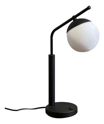 Imagem de Abajur Luminária De Mesa Inclinado Jabuticaba Preto Com Globo Vidro 12cm com Lâmpada Branco frio Para Sala, quarto, cama e cabeceira
