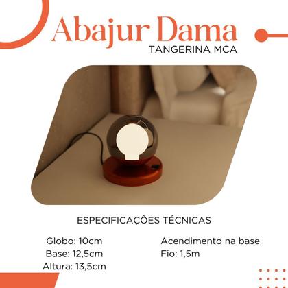Imagem de Abajur luminaria de Mesa Moderno Dama Com Globo Rosca 10cm de Alumínio e Bivolt Para Cabeceira de Cama, Quarto ou Sala