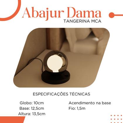 Imagem de Abajur luminaria de Mesa Moderno Dama Com Globo Rosca 10cm de Alumínio e Bivolt Para Cabeceira de Cama, Quarto ou Sala