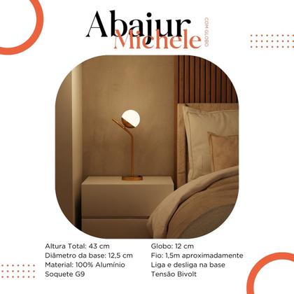 Imagem de Abajur luminaria de Mesa Moderno Jabuticaba Com Vidro Globo 12CM bivolt de aluminio