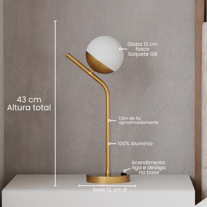 Imagem de Abajur luminaria de Mesa Moderno Jabuticaba Com Vidro Globo 12CM bivolt de aluminio