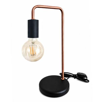 Imagem de Abajur Luminaria De Mesa na cor Preto com Cobre - Ideal para escritório, sala, quarto, home office