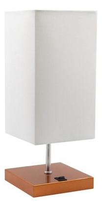 Imagem de Abajur luminária de Mesa Quadrado de alumínio Com Interruptor e bivolt Com Cúpula algodão Ref 49