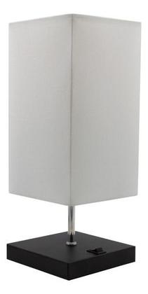 Imagem de Abajur luminária de Mesa Quadrado de alumínio Com Interruptor e bivolt Com Cúpula algodão Ref 49