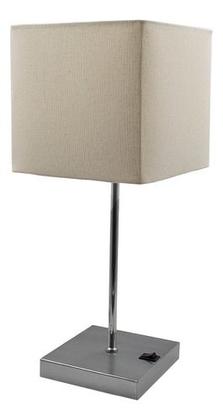 Imagem de Abajur luminária de Mesa Quadrado Escovado Com Interruptor Com Cúpula Para Decoração Casa e Sala, Quarto Cabeceira de Cama, Escritório estudar