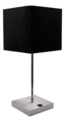 Imagem de Abajur luminária de Mesa Quadrado Escovado Com Interruptor Com Cúpula Para Decoração Casa e Sala, Quarto Cabeceira de Cama, Escritório estudar