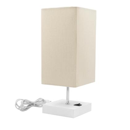 Imagem de Abajur Luminária de Mesa Quadrado Madeira MDF Com Interruptor e Cúpula Decoração Casa e Sala, Escritório e Quarto e cabeceira Cama.