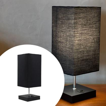 Imagem de Abajur luminária de Mesa Quadrado MDF Com Interruptor Com Cúpula Para Decoração Casa e Sala, Quarto Cama e Cabeceira, Escritório estudar