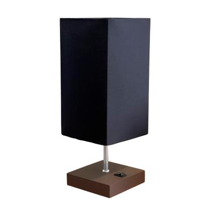 Imagem de Abajur luminária de Mesa Quadrado MDF Com Interruptor Com Cúpula Para Decoração Casa e Sala, Quarto Cama e Cabeceira, Escritório estudar