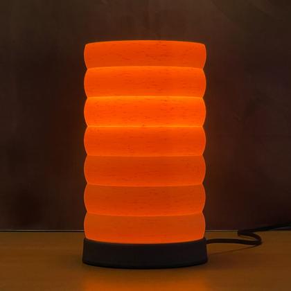 Imagem de Abajur Luminária de Mesa Redonda Moderno Com Interruptor Com Cúpula 3D Decorativa para Sala, Quarto, Escritório e Cabeceira De Cama Marrom Cupula Bege