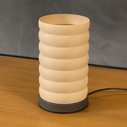 Imagem de Abajur Luminária de Mesa Redonda Moderno Com Interruptor Com Cúpula 3D Decorativa para Sala, Quarto, Escritório e Cabeceira De Cama Marrom Cupula Bege