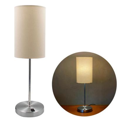 Imagem de Abajur luminária de Mesa Redondo Escovado Com Interruptor Com Cúpula Decoração Iluminação Para Sala, Quarto, Cabeceira de Cama, Escritório