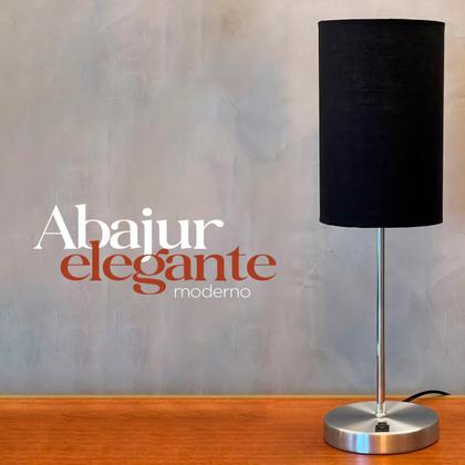 Imagem de Abajur luminária de Mesa Redondo Escovado Com Interruptor Com Cúpula Decoração Iluminação Para Sala, Quarto, Cabeceira de Cama, Escritório