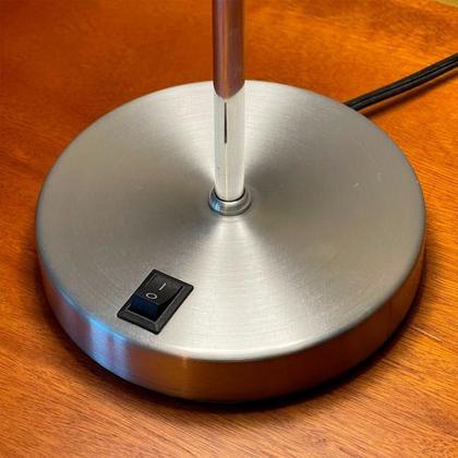 Imagem de Abajur luminária de Mesa Redondo Escovado Com Interruptor Com Cúpula Para Sala de Estar, Quarto e Cabeceira de Cama, Escritório