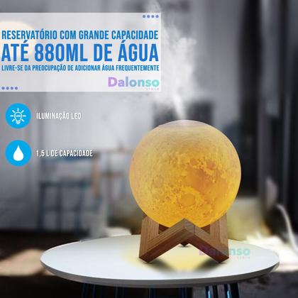 Imagem de Abajur Luminária Led Lua Cheia 3D Touch Com Umidificador De Ar 800ml Decoração Do Quarto