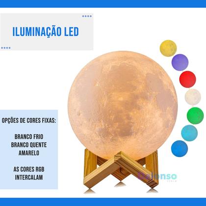 Imagem de Abajur Luminária Led Lua Cheia 3D Touch Com Umidificador De Ar 800ml Decoração Do Quarto