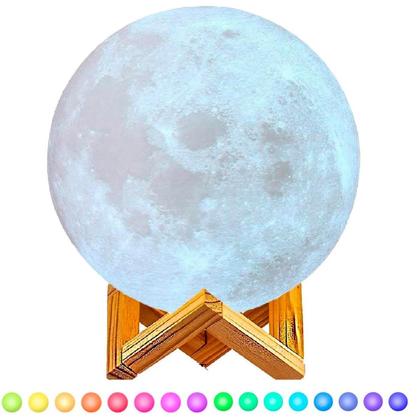 Imagem de Abajur Luminária Lua 3D Umidificador Aromatizador Ambiente Sereno