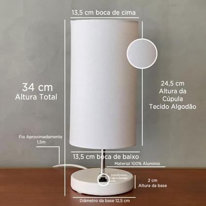 Imagem de Abajur Luminárias De Mesa Clássico Redondo Com Interruptor Bivolt Com Cúpula Para Sala, Quarto, Cabeceira Cama, Escritório