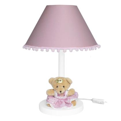 Imagem de Abajur Madeira Ursa Princesa Rosê Quarto Bebê Infantil Menina