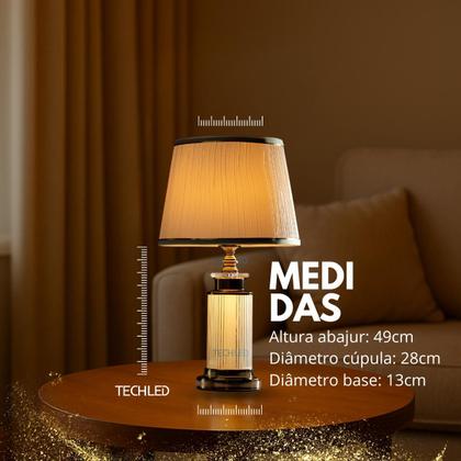 Imagem de Abajur Mesa Cristal Techled Abajour Sala Quarto Abajur De Tomada e Cabeceira