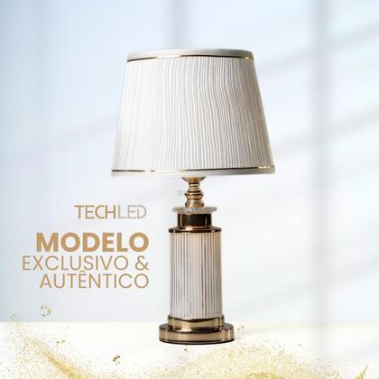 Imagem de Abajur Mesa Cristal Techled Abajour Sala Quarto Abajur De Tomada e Cabeceira