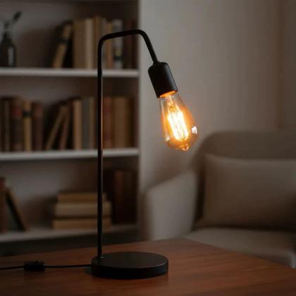 Imagem de Abajur Para Sala Quarto Luminária De Mesa Industrial Retro Cor Preto