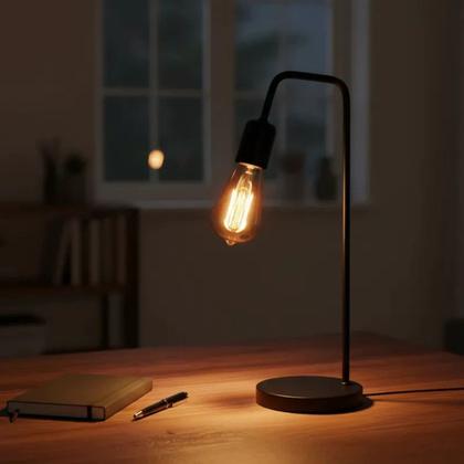 Imagem de Abajur Para Sala Quarto Luminária De Mesa Industrial Retro Cor Preto