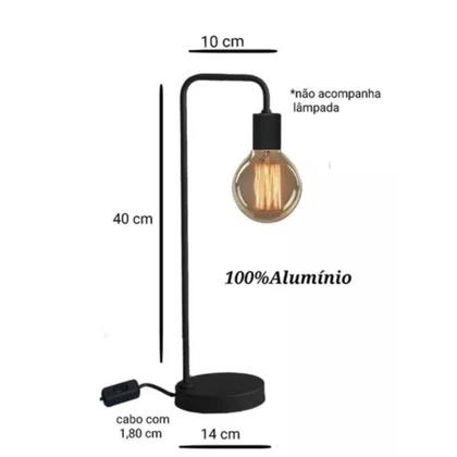 Imagem de Abajur Para Sala Quarto Luminária De Mesa Industrial Retro Cor Preto