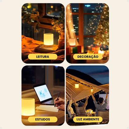Imagem de Abajur Quarto Luminária Led Colorido De Mesa Recarregável