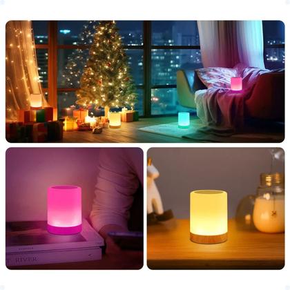 Imagem de Abajur Quarto Luminária Led Colorido De Mesa Recarregável
