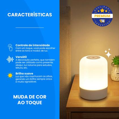 Imagem de Abajur Quarto Luminária Led De Mesa mesa de cabeceira Recarregável