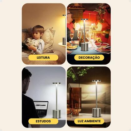Imagem de Abajur Quarto Luminária Led De Mesa mesa de cabeceira Touch S/ Fio
