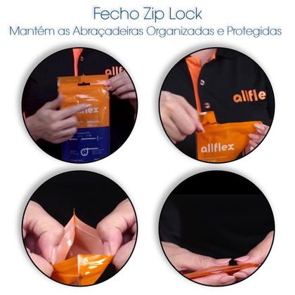 Imagem de Abraçadeira Nylon Allflex 200x4,8mm Preta Pacote 100 Un