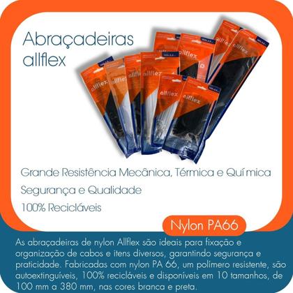 Imagem de Abraçadeira Nylon Allflex 200x4,8mm Preta Pacote 100 Un