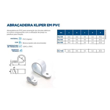 Imagem de Abraçadeira Plastica PVC Fixadora 6,5mm Pct 50 Unid.